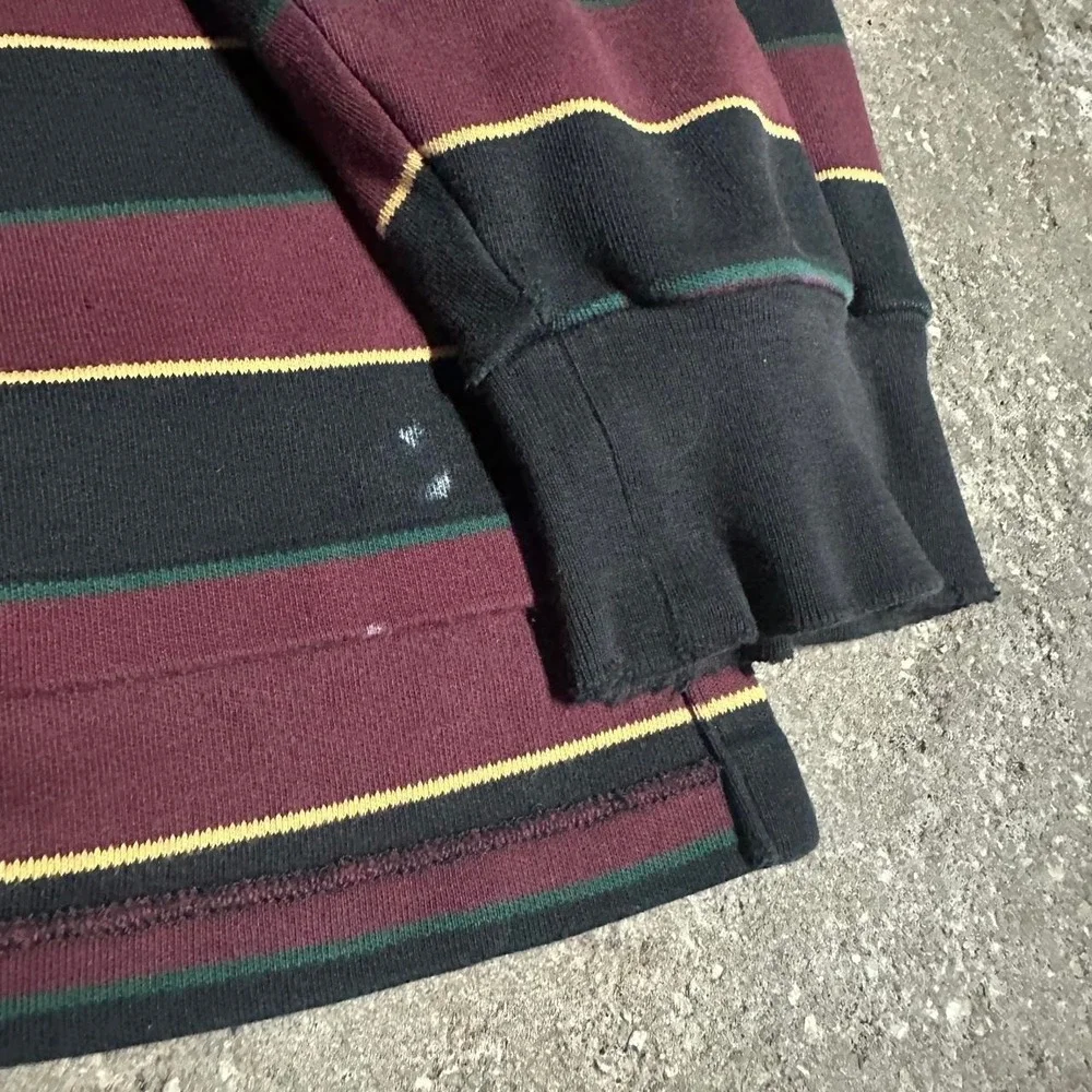 Polo Ralph Lauren long sleeve maroon black striped polo shirt Size Large